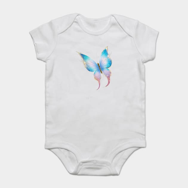 Butterfly with Wings that have a Cosmic Pattern, Resembling a Starry Night Sky Baby Bodysuit by animegirlnft